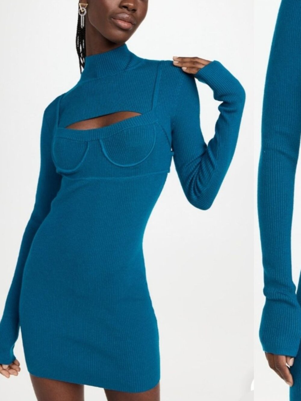 Monse $850 Bra Knit Cutout Dress Teal Blue Fall Sporty Tennis Prep Preppy